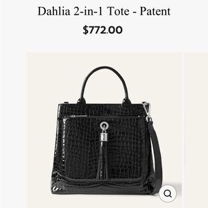 100% real leather croc detailing tote with two bag charms included